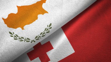 Kıbrıs ve Tonga iki bayrak tekstil kumaş, kumaş doku