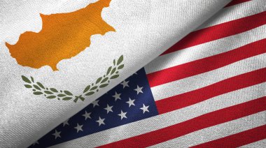 Kıbrıs ve Amerika Birleşik Devletleri iki bayraklar tekstil kumaş, kumaş doku