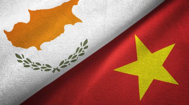Kıbrıs ve Vietnam iki bayraklar tekstil kumaş, kumaş doku