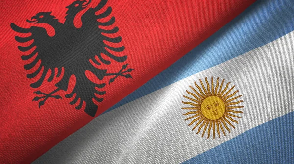 Albania and Argentina two flags textile cloth, fabric texture