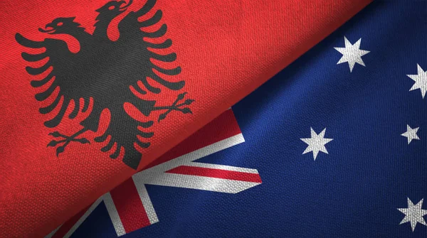 Albania and Australia two flags textile cloth, fabric texture
