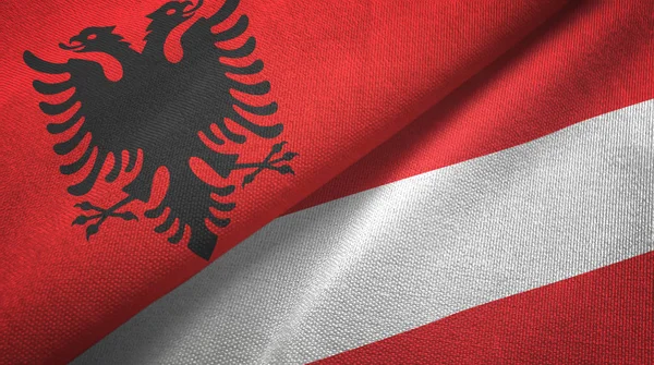 Albania and Austria two flags textile cloth, fabric texture
