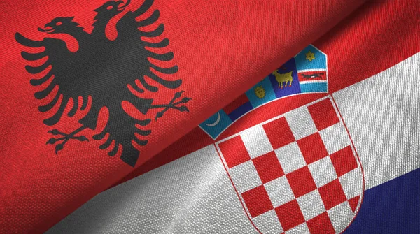 Albania and Croatia two flags textile cloth, fabric texture