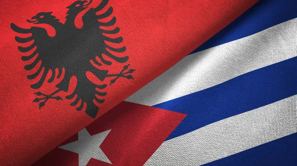 Albania and Cuba two flags textile cloth, fabric texture