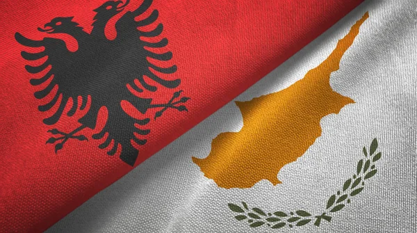 Albania and Cyprus two flags textile cloth, fabric texture