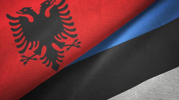 Albania and Estonia two flags textile cloth, fabric texture