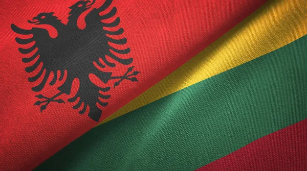 Albania and Lithuania two flags textile cloth, fabric texture
