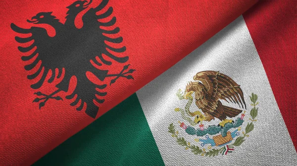 Albania and Mexico two flags textile cloth, fabric texture