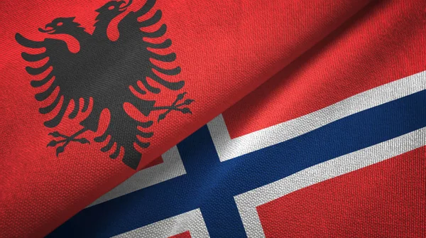 Albania and Norway two flags textile cloth, fabric texture
