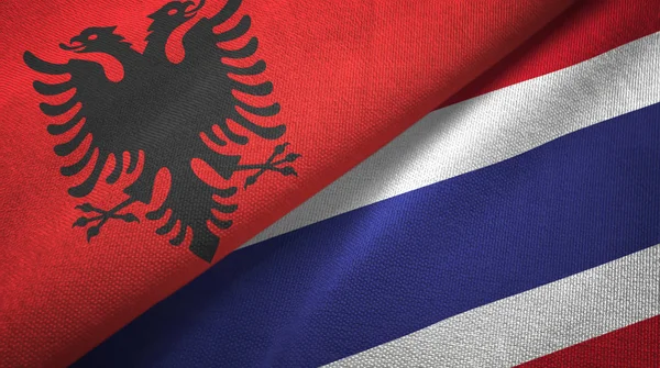 Albania and Thailand two flags textile cloth, fabric texture