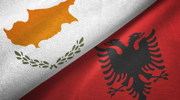Cyprus and Albania two flags textile cloth, fabric texture
