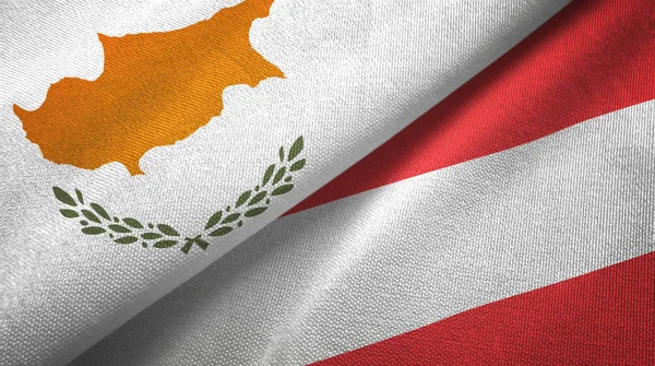 Cyprus and Austria two flags textile cloth, fabric texture — Stock Photo, Image
