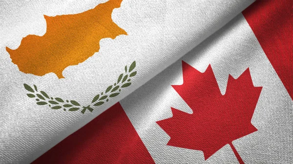 Cyprus and Canada two flags textile cloth, fabric texture