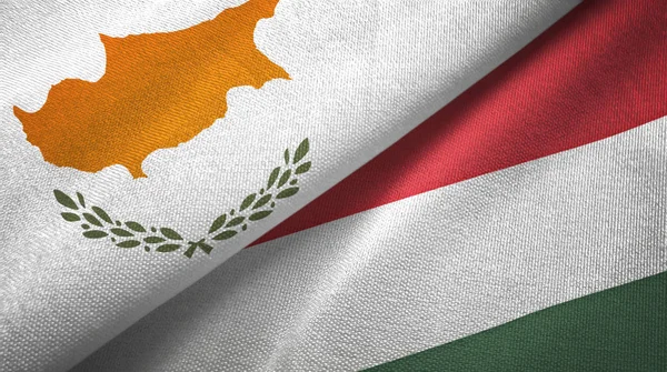 Cyprus and Hungary two flags textile cloth, fabric texture