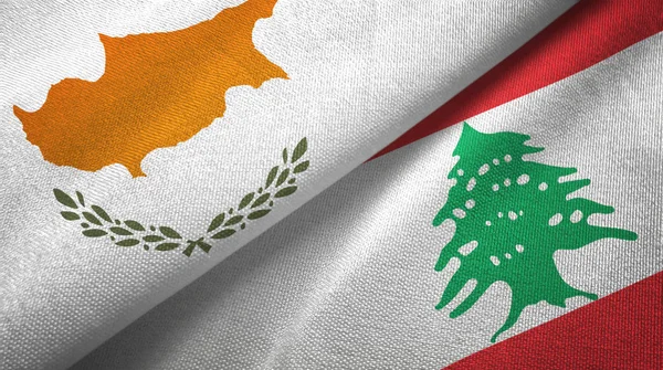 塞浦路斯和黎巴嫩两旗纺织布，织物质地 — 图库照片