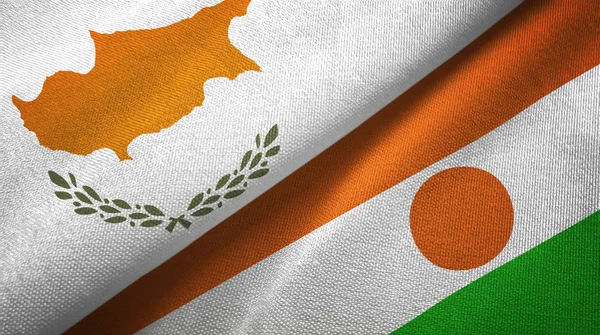 Cyprus and Niger two flags textile cloth, fabric texture