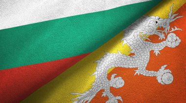 Bulgaristan ve Butan iki bayrak tekstil kumaş, kumaş doku 