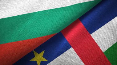 Bulgaristan ve Orta Afrika Cumhuriyeti iki bayrak tekstil kumaş doku 