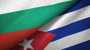 Bulgaristan ve Küba iki bayrak tekstil kumaş, kumaş doku