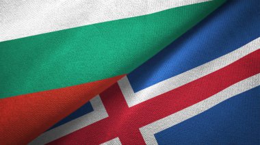 Bulgaristan ve İzlanda iki bayraktekstil kumaş, kumaş doku