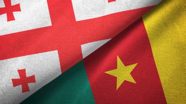 Gürcistan ve Kamerun iki bayraklar tekstil kumaş, kumaş doku 