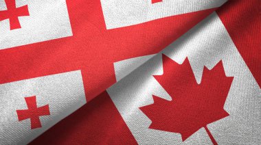 Gürcistan ve Kanada iki bayraklar tekstil kumaş, kumaş doku 