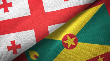 Gürcistan ve Grenada iki bayrak tekstil kumaş, kumaş doku