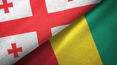 Gürcistan ve Gine iki bayraklar tekstil kumaş, kumaş doku