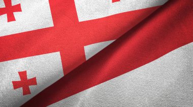 Gürcistan ve Endonezya iki bayraklar tekstil kumaş, kumaş doku