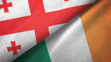 Gürcistan ve İrlanda iki bayraklar tekstil kumaş, kumaş doku