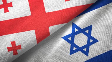 Gürcistan ve İsrail iki bayrak tekstil kumaş, kumaş doku