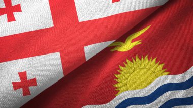 Gürcistan ve Kiribati iki bayraktekstil kumaş, kumaş doku