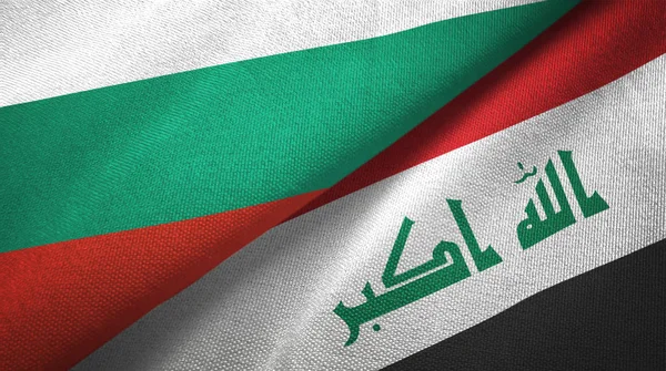 Bulgarien und Irak zwei Flaggen Textiltuch — Stockfoto