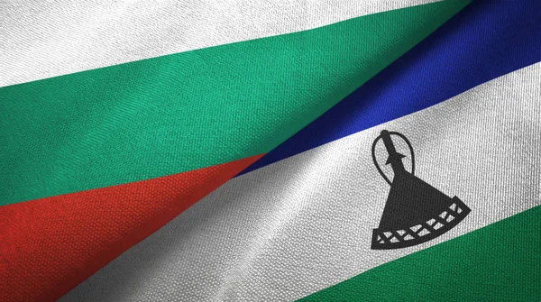 保加利亚和莱索托两旗纺织布，织物质地 — 图库照片
