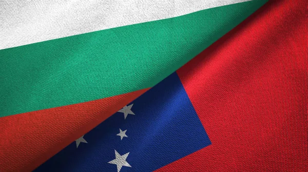 Bulgaria and Samoa two flags textile cloth, fabric texture