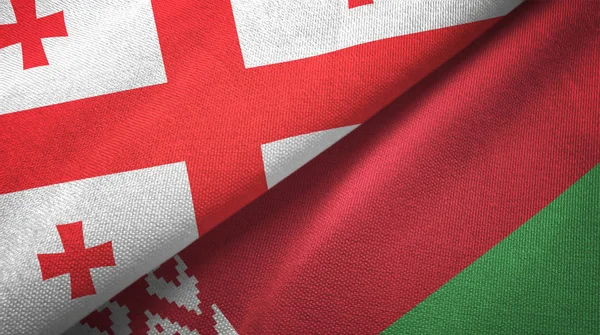 Georgia and Belarus two flags textile cloth, fabric texture