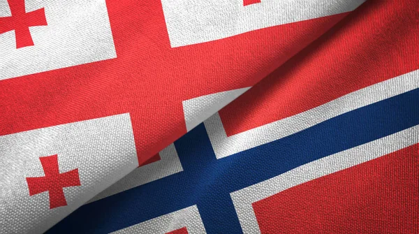 Грузія і Норвегія два прапори текстильна тканина, текстура тканини — стокове фото