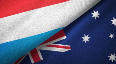 Lüksemburg ve Avustralya iki bayraklar tekstil kumaş, kumaş doku 