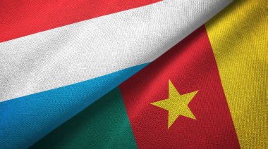 Lüksemburg ve Kamerun iki bayraklar tekstil kumaş, kumaş doku 