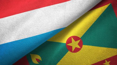 Lüksemburg ve Grenada iki bayrak tekstil kumaş, kumaş doku