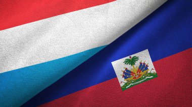 Lüksemburg ve Haiti iki bayraklar tekstil kumaş, kumaş doku