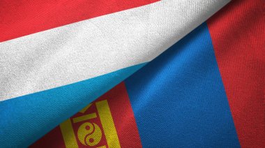 Lüksemburg ve Moğolistan iki bayraklar tekstil kumaş, kumaş doku