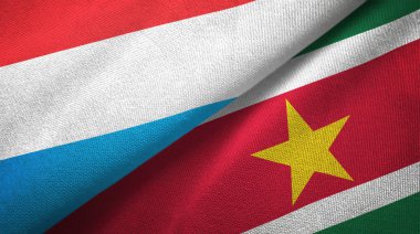 Lüksemburg ve Surinam iki bayrak tekstil kumaş, kumaş doku