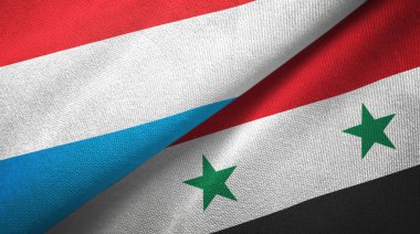 Lüksemburg ve Suriye iki bayrak tekstil kumaş, kumaş doku