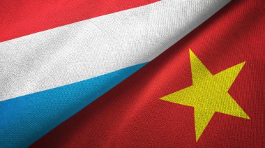 Lüksemburg ve Vietnam iki bayraklar tekstil kumaş, kumaş doku