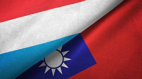 Luxembourg and Taiwan two flags textile cloth, fabric texture — Stock Photo, Image