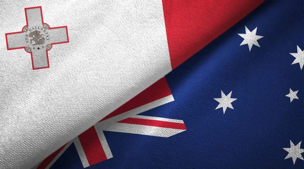 Malta and Australia two flags textile cloth, fabric texture