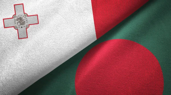 Malta and Bangladesh two flags textile cloth, fabric texture
