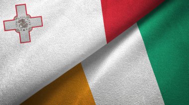 Malta ve Fildişi Sahili Fildişi sahili iki bayraklar tekstil kumaş doku 