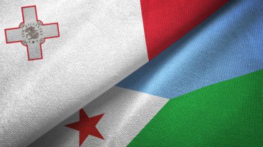 Malta ve Cibuti iki bayrak tekstil kumaş, kumaş doku